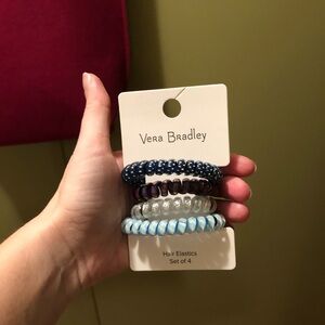 Vera Bradley Spiral Hair Ties in Blue and Silver